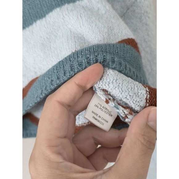 Pacsun Cropped Sweater Striped Blue Size Medium Pullover Style NEW - Picture 8 of 8